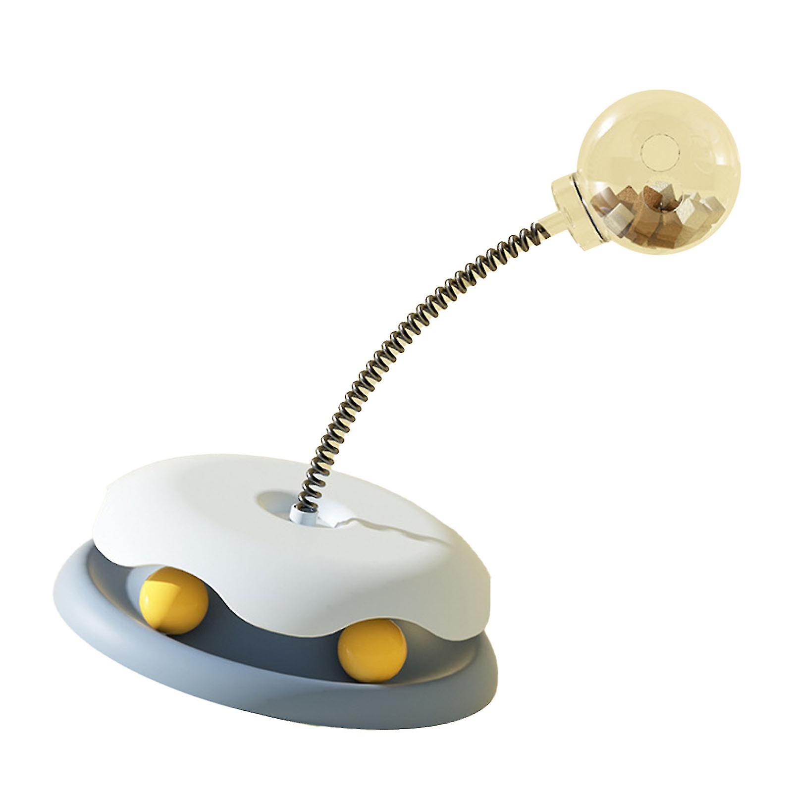 Cat Treat Dispenser Toy with Spring Transparent Food Bin Safe Interactive Cat Feeder Toy for Training Blue 