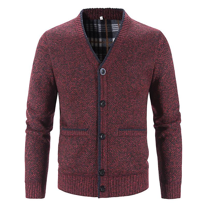 Winter Men Coat Knit Plush Contrast Colors Patchwork Breathable Thicken Long Sleeves Stand Collar Warm Autumn Clothes