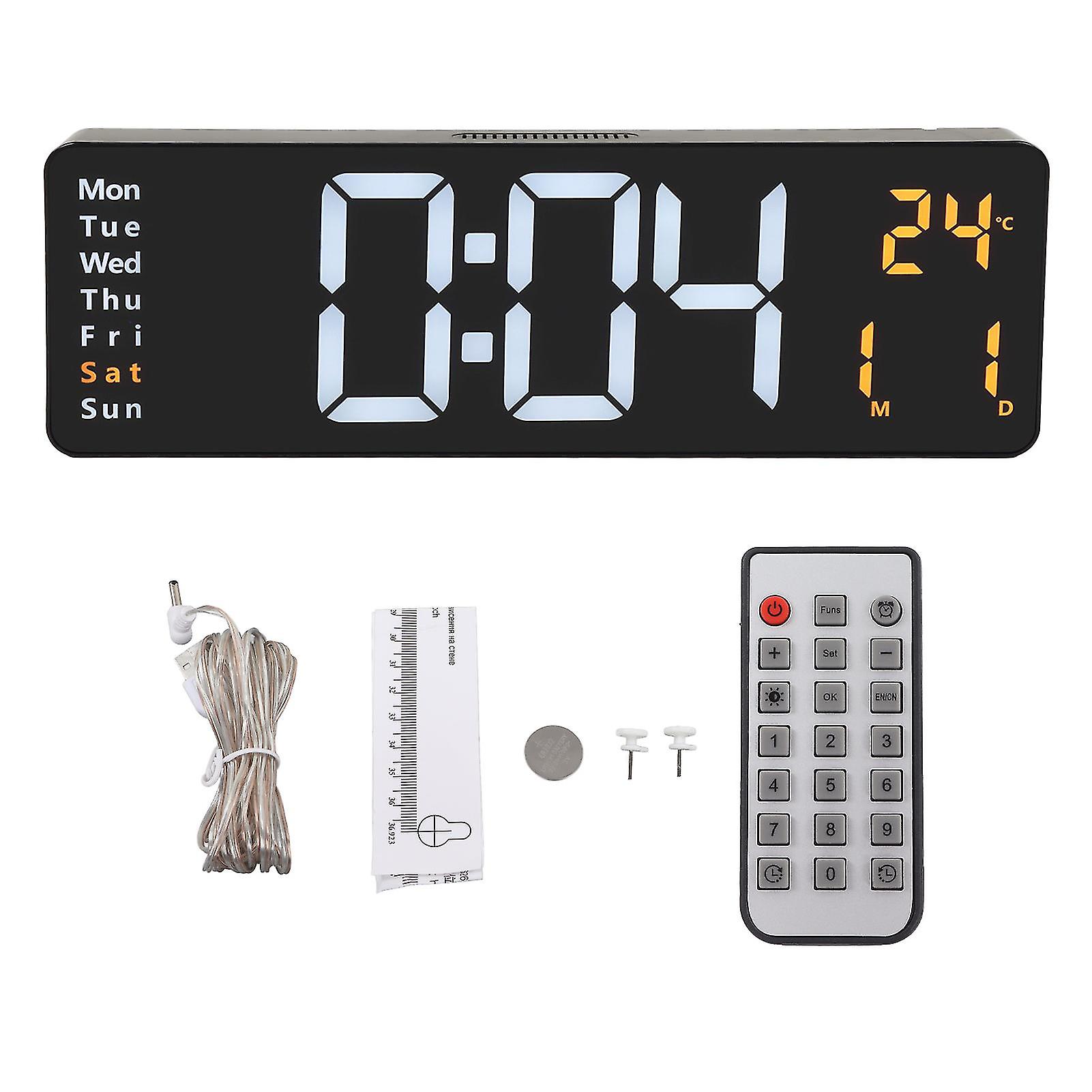 16.2 Inch Digital Wall Clock, Large Led Display with Remote Control for Brightness Adjusting - Perfect Living Room Decor
