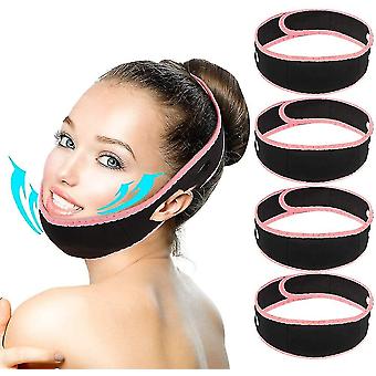 New 4 Pcs Facial  Ming Strap, Facial Lifting  Ming Belt Thin Face Bandage Create V-line Face Shapes, Chin Cheek Lift Up Anti Wrinkle Face Massage To