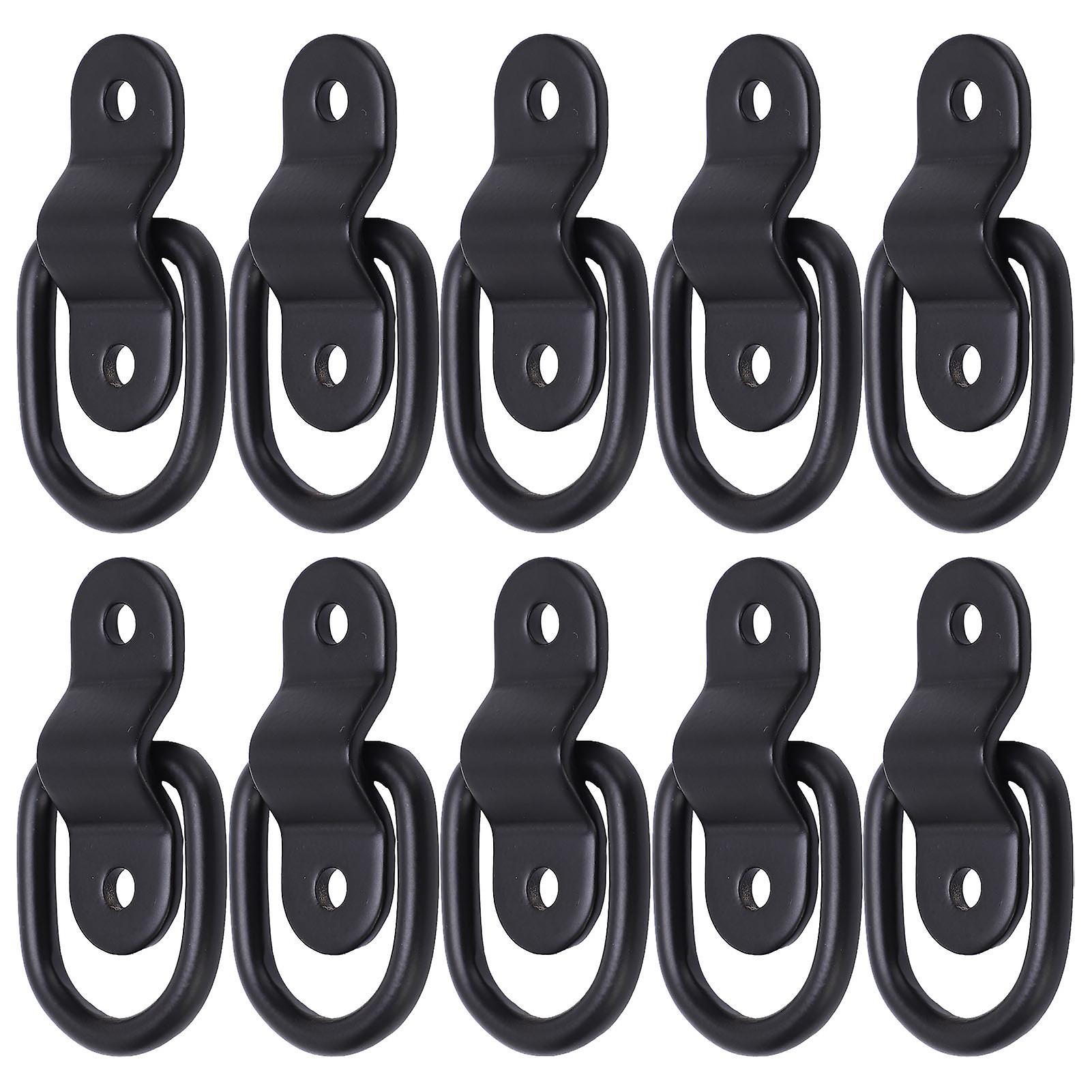 10Sets Tie Down Anchors Multifunction High Strength Surface Mount D Ring for Safe Secure HaulingBlack 
