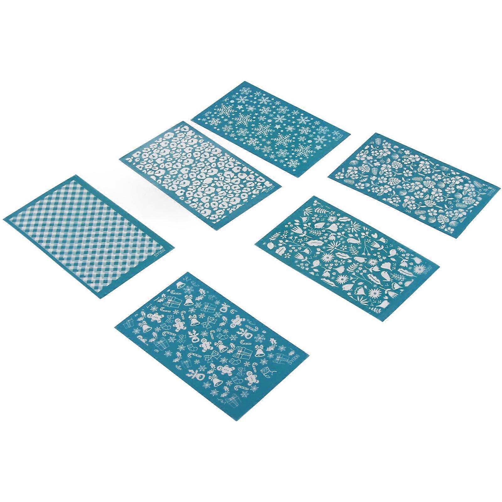 6pcs Polymer Clay Silk Screen Stencils Clay Printing Templates Durable DIY Clay Silkscreen Print Kit