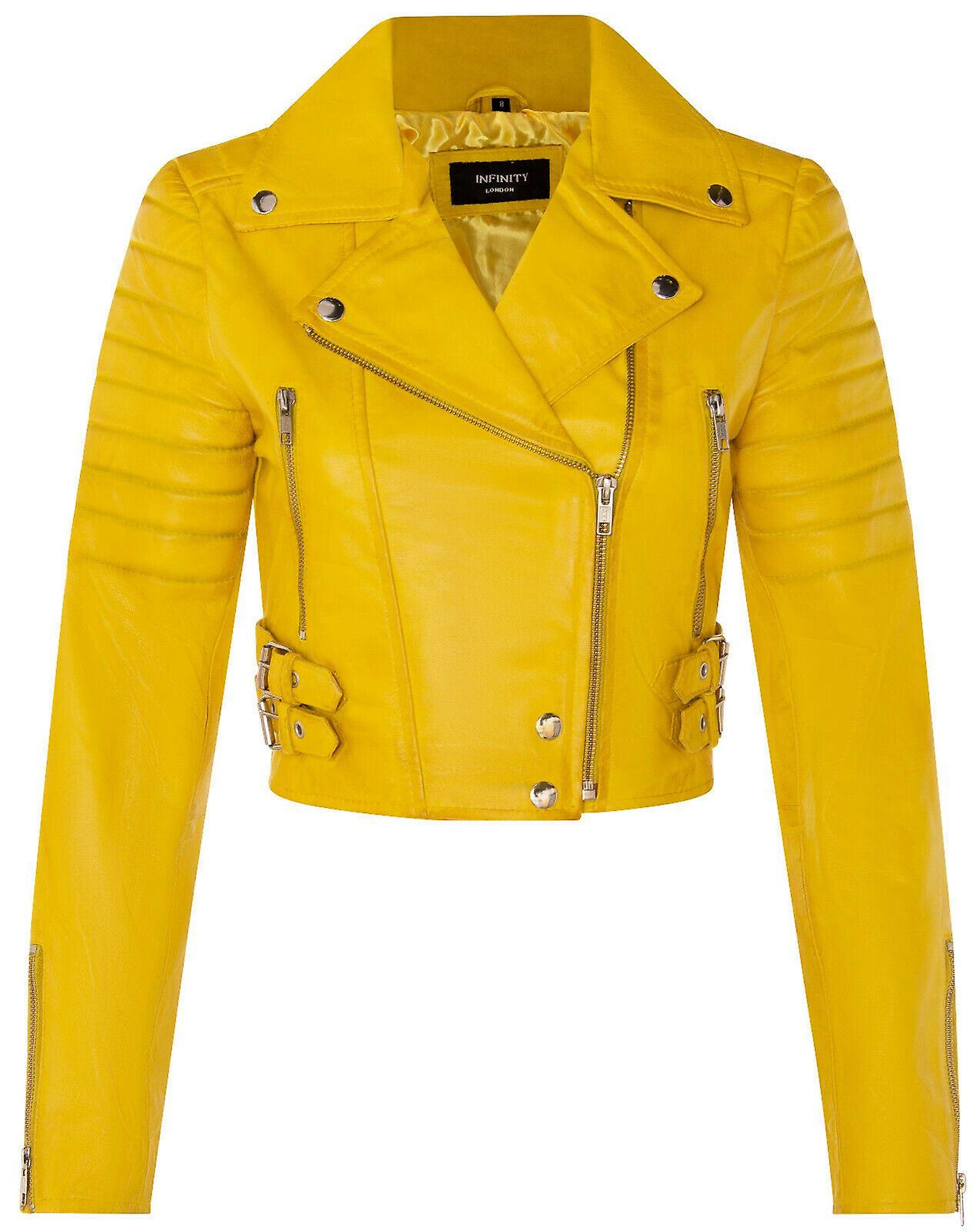 Ladies Cropped Jacket Short Body Gothic Top Yellow Chic