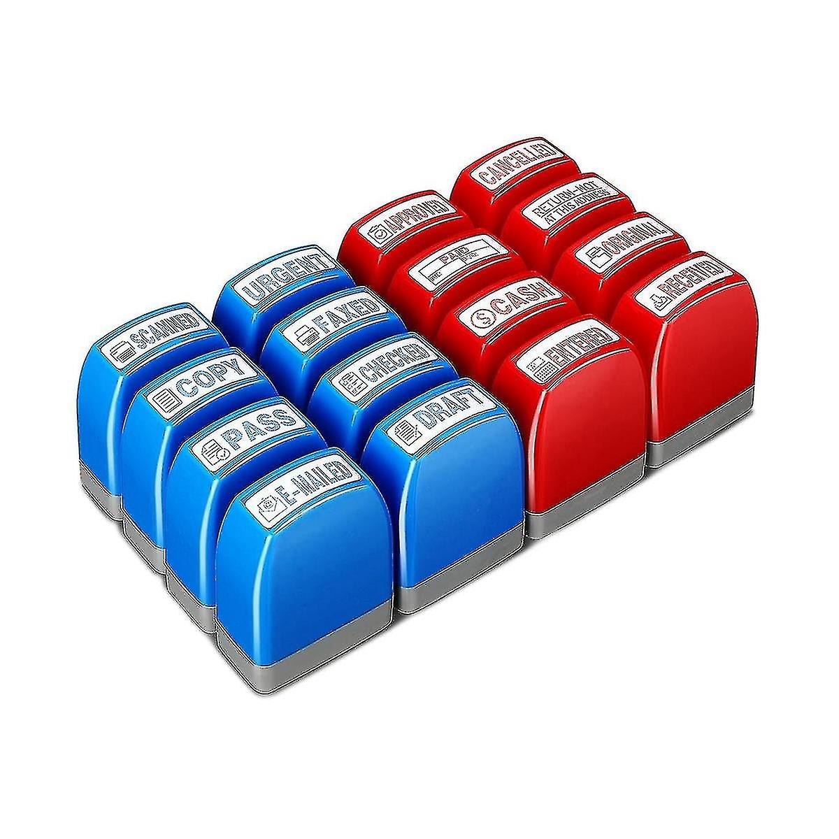 16 Pcs Self Inking Rubber Stamp Set compatible with Office Stamps Approved Paid Copy Faxed Scanned S