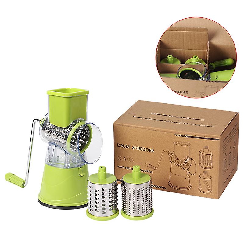 Rotary Cheese Grater Handheld Vegetable Mandoline Slicer Shredder with 3 Drum Blades Kitchen Tool