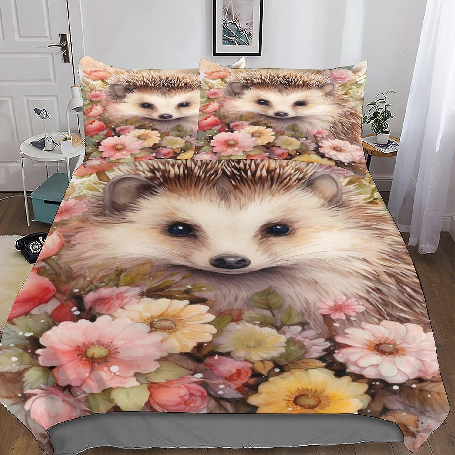 VCLUST القنفذ الفراش مجموعات 3D المعزي غطاء Thornball لحاف غطاء مجموعة للأطفال ديكور لحاف غطاء 3 قطعة مجموعة مع سستة إغلاق لينة ستوكات