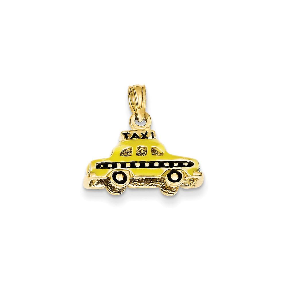 14k Yellow Gold Polished 3 d Enameled Taxi Pendant Necklace 13x18mm Wide-Pendant for Women