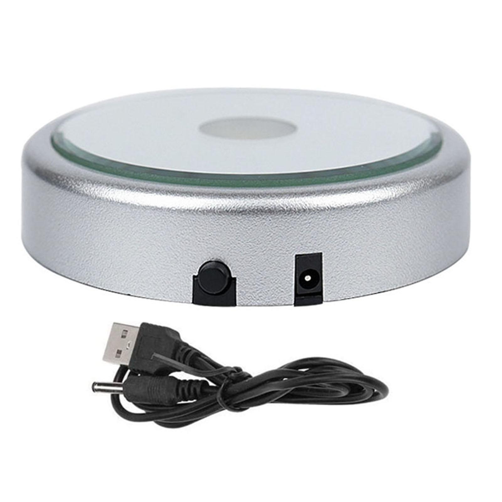 LED Display Base Round LED Colorful Luminous Base for Crafts Jewelry Bottles Silver