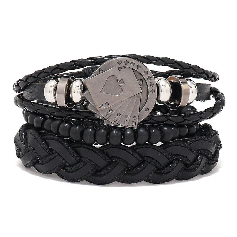 خمر سوار جلدي الرجال المنسوجة بدلة مزيج سوار شعبية اللعب ورقة مطرز سوار حزب المجوهرات للرجال