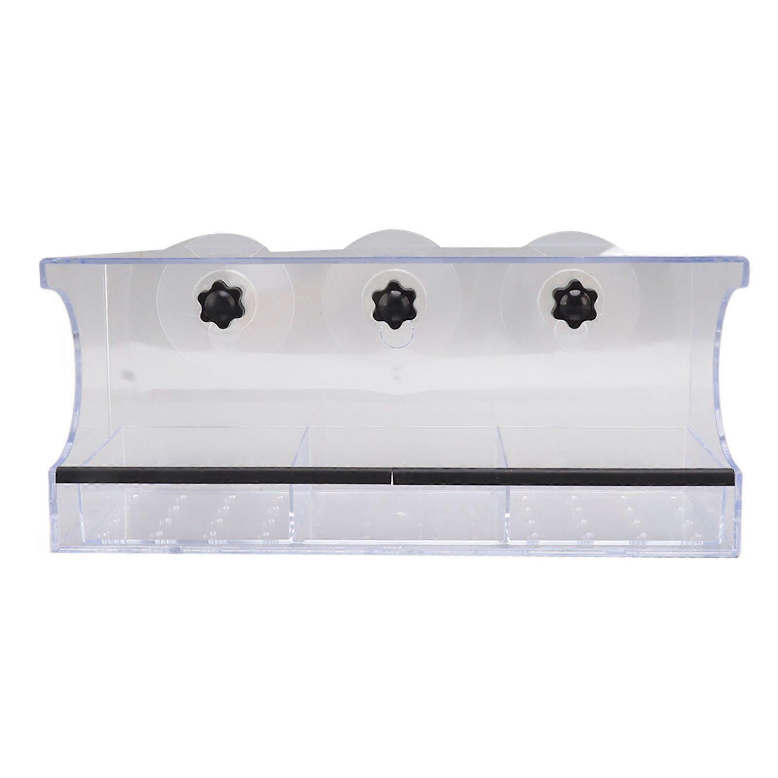 Window Bird Feeders Transparent Clear Feeding Rectangle Tray Strong Suction Cup For Window Balcony