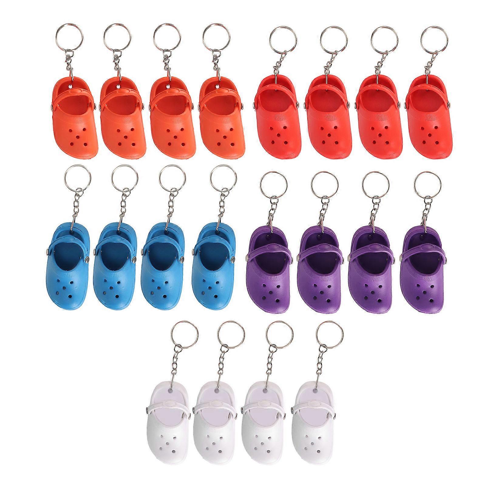 20pcs Slipper Keychain Assorted Colors Soft Flexible Silicone Sturdy Hole Shoes Keychain For Bag Backpack Clothes