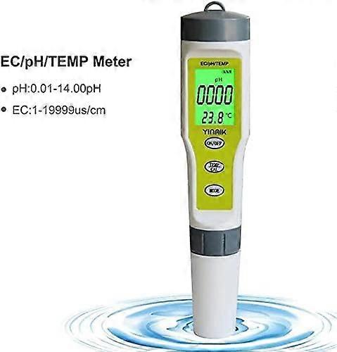 Handlicher digitaler tragbarer pH/ec/Temp 3-in-1-Teststift tragbares pH-Messgerät Poolwasserqualitätstester für zu Hause Wasserqualität tragbar