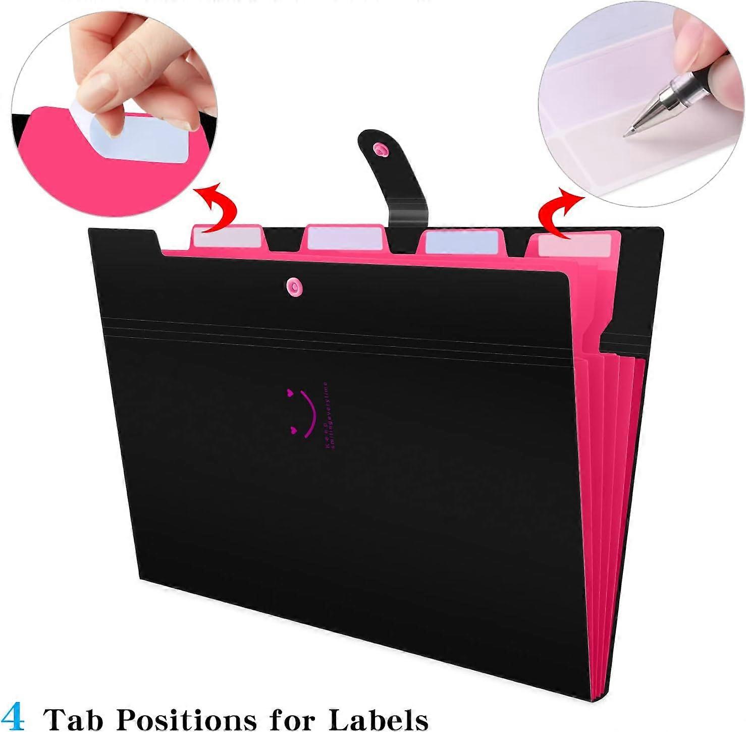 1 x A4 expansion file accordion document holder buckle closure 5 pockets (black)