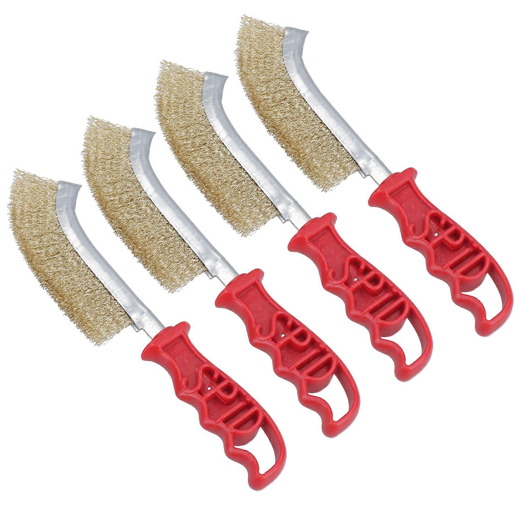 Italian Brass Coated Wire Spid Brush Rust Removal Cleaning Hand Brush 4 Pack