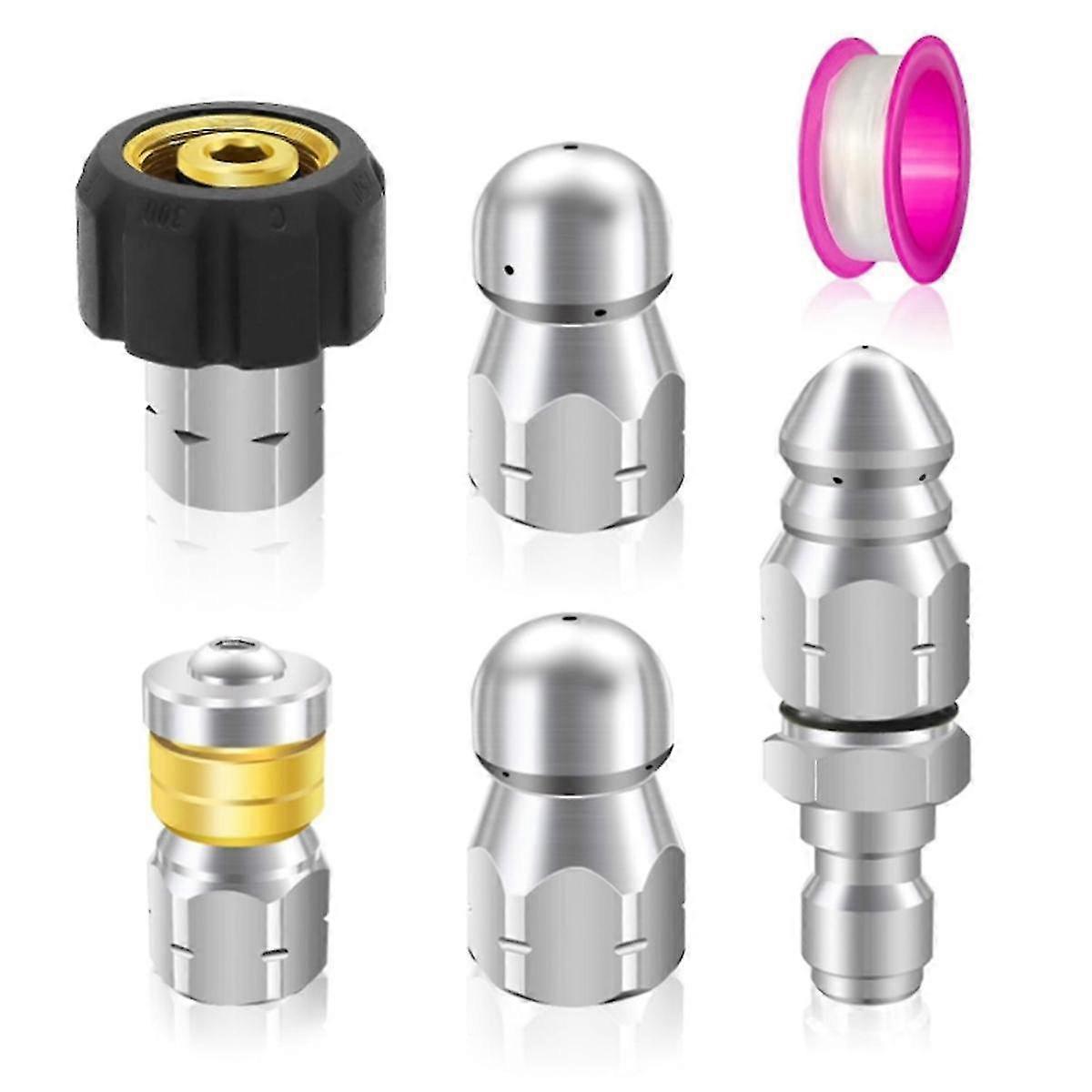 Sewer Jet Nozzle Kit, Drain Sewer Cleaning Tool for Pressure Washer, Pipe System, 5000Psi,1/4 Quick