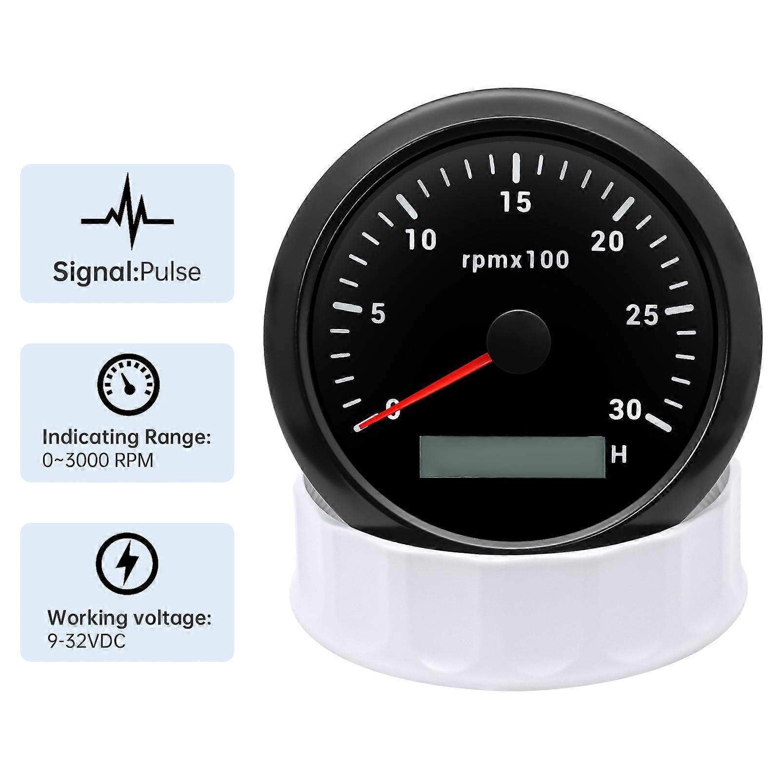 thumbnail interactive-video image 1 of 85mm Tachometer / Additional Instrument - 0-4000 RPM - Black, For Car Or Marine 1 of 2