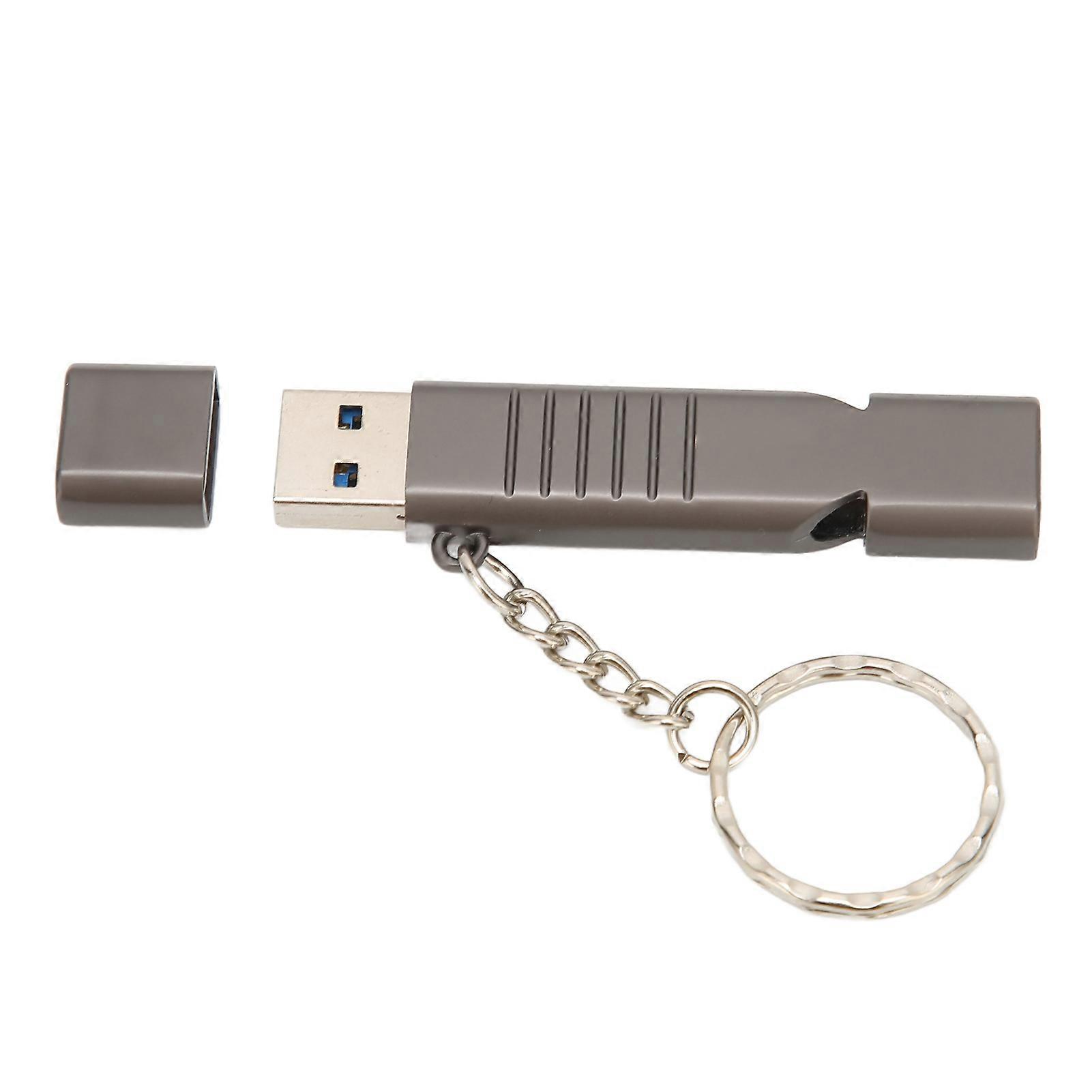 Whistle Flash Drive SOS Outdoor Waterproof 120dB Sound Multifunction Zinc Alloy U Disk with Key Chain for Computer64GB
