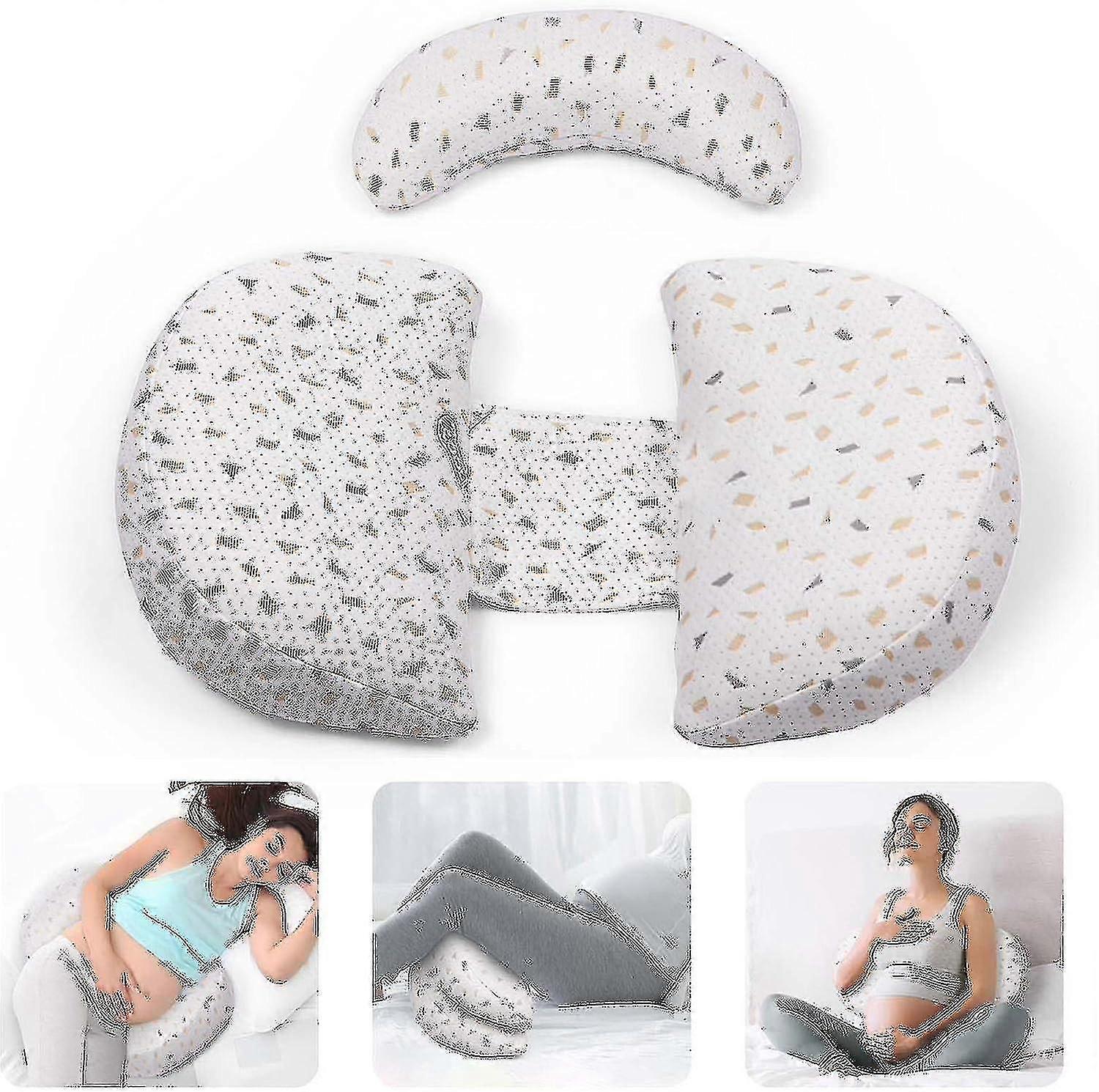 Pregnancy Pillow, Stepped Wedge Maternity Pillow With Adjustable, Removable, Washable Pillowcase, Abdominal Support Pad