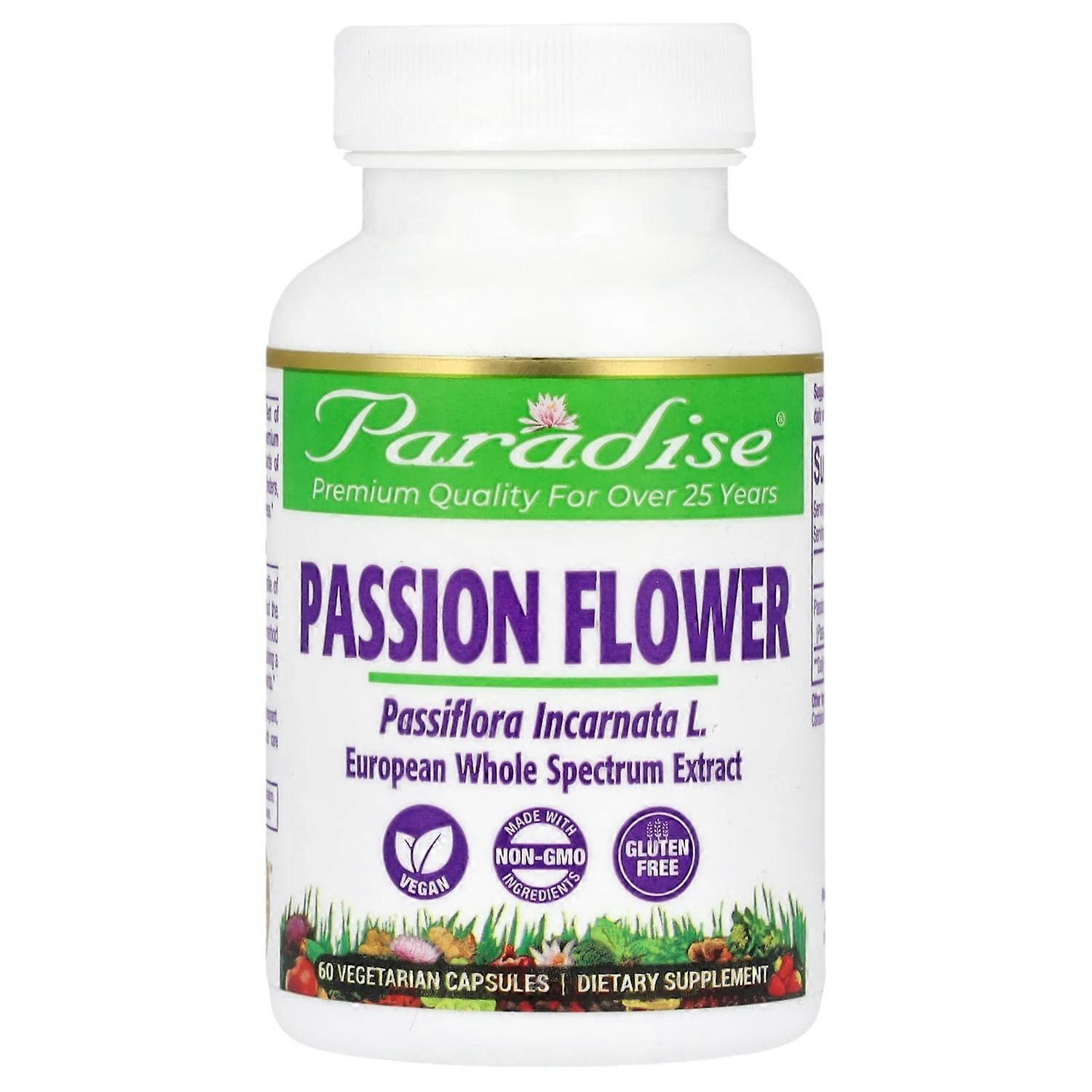 Paradise Herbs, Passion Flower, 60 Vegetarian Capsules