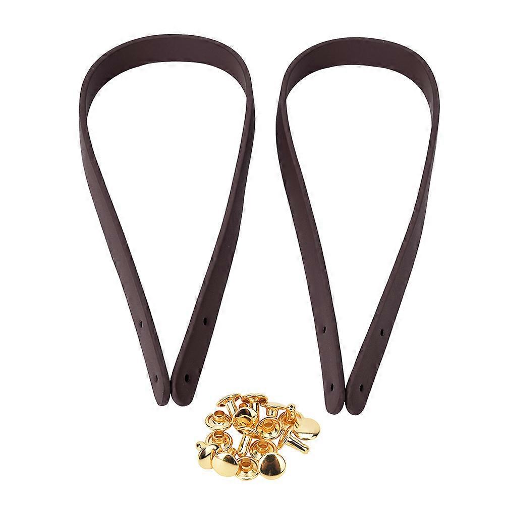 65cm DIY Leather Bag Handle with Rivets Patchwork Luggage Accessories for BD207Coffee