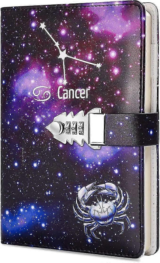A5 Creative Password Lock Journal Pu Leather Combination Lock Diary Locking Diary Notepad (câncer)