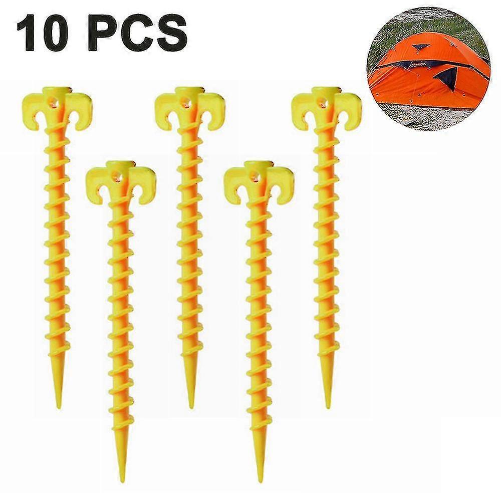 Yaju Tent Stakes,spiral Ground Anchor ,on The Beach And Lawn For Securing Animals,tents,canopies And Beach (10pieces, Yellow )