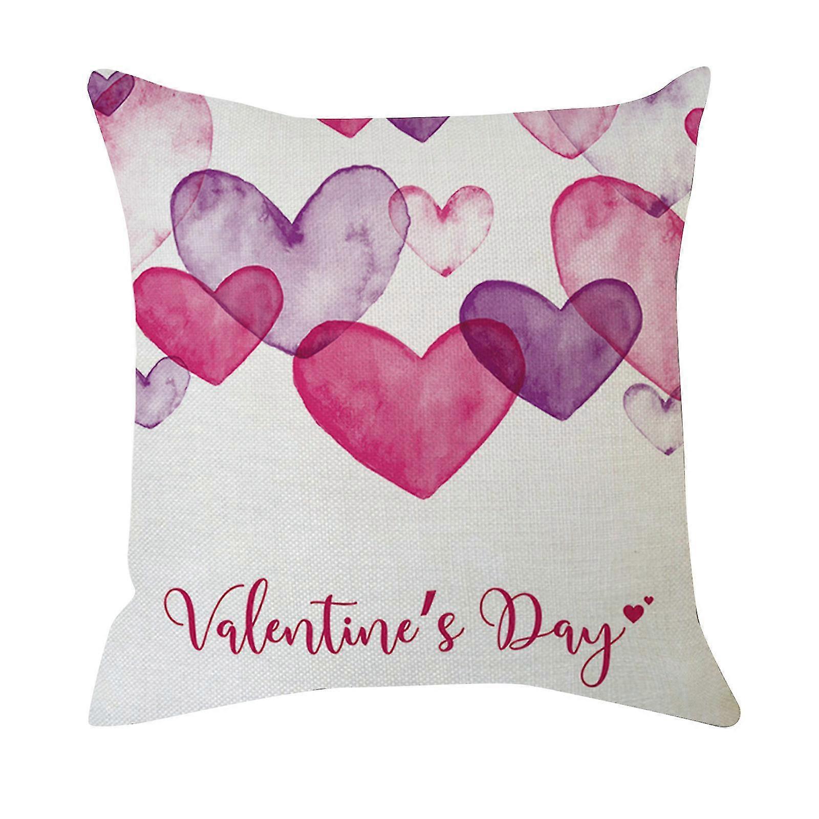 Valentine's Day Linen Pillowcase Printing Sofa Cushion Home Decoration 45 X 45cm