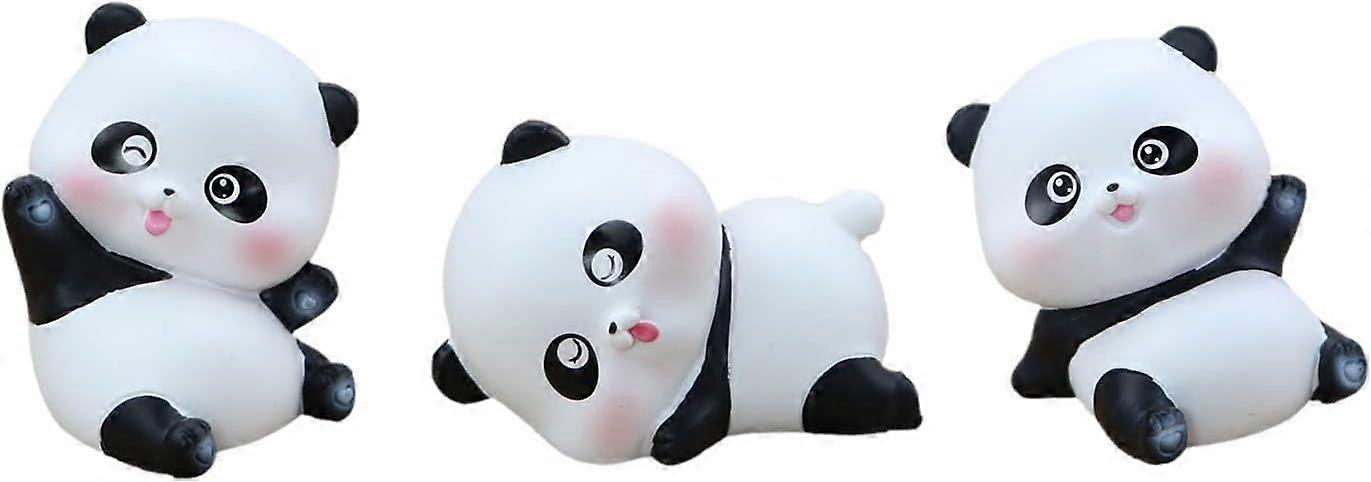 3 cute mini panda figures