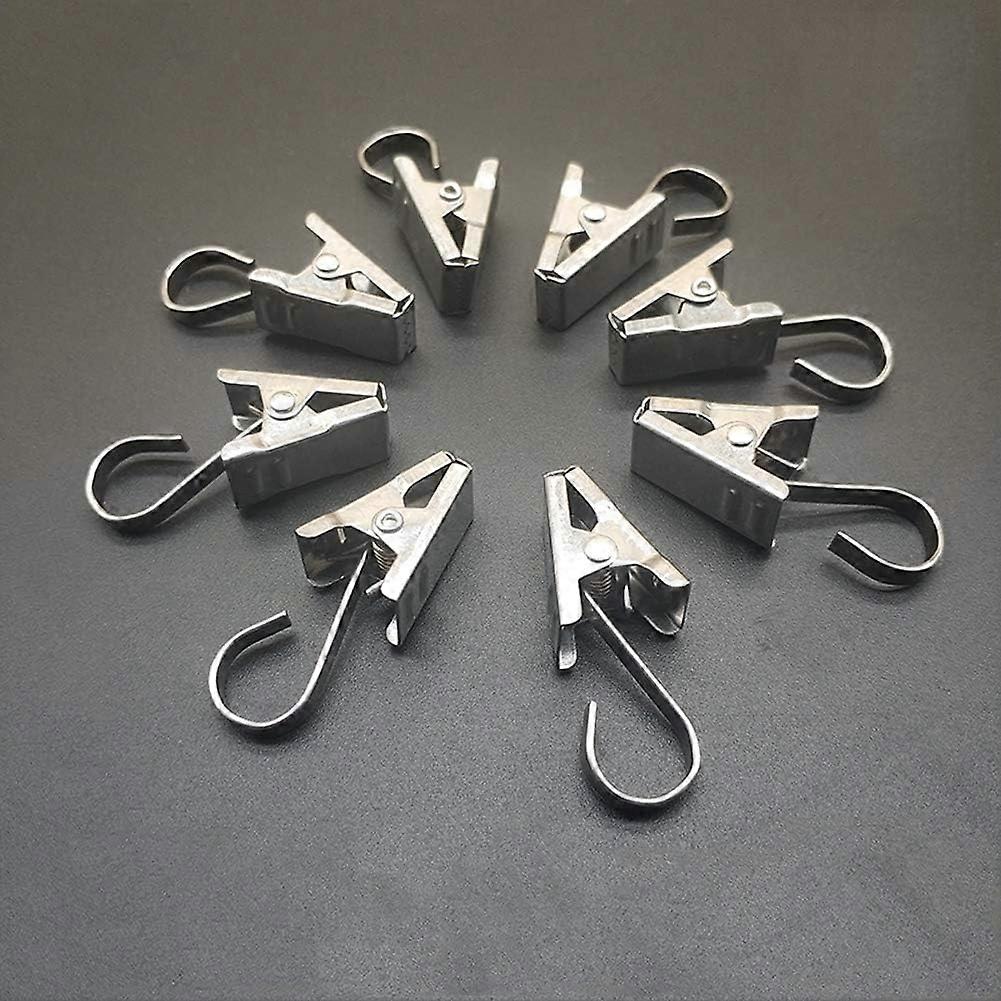 25 Pack Small Curtain Clips Hooks Wide Flat String Party Lights Hanger (Silver, 34mm)