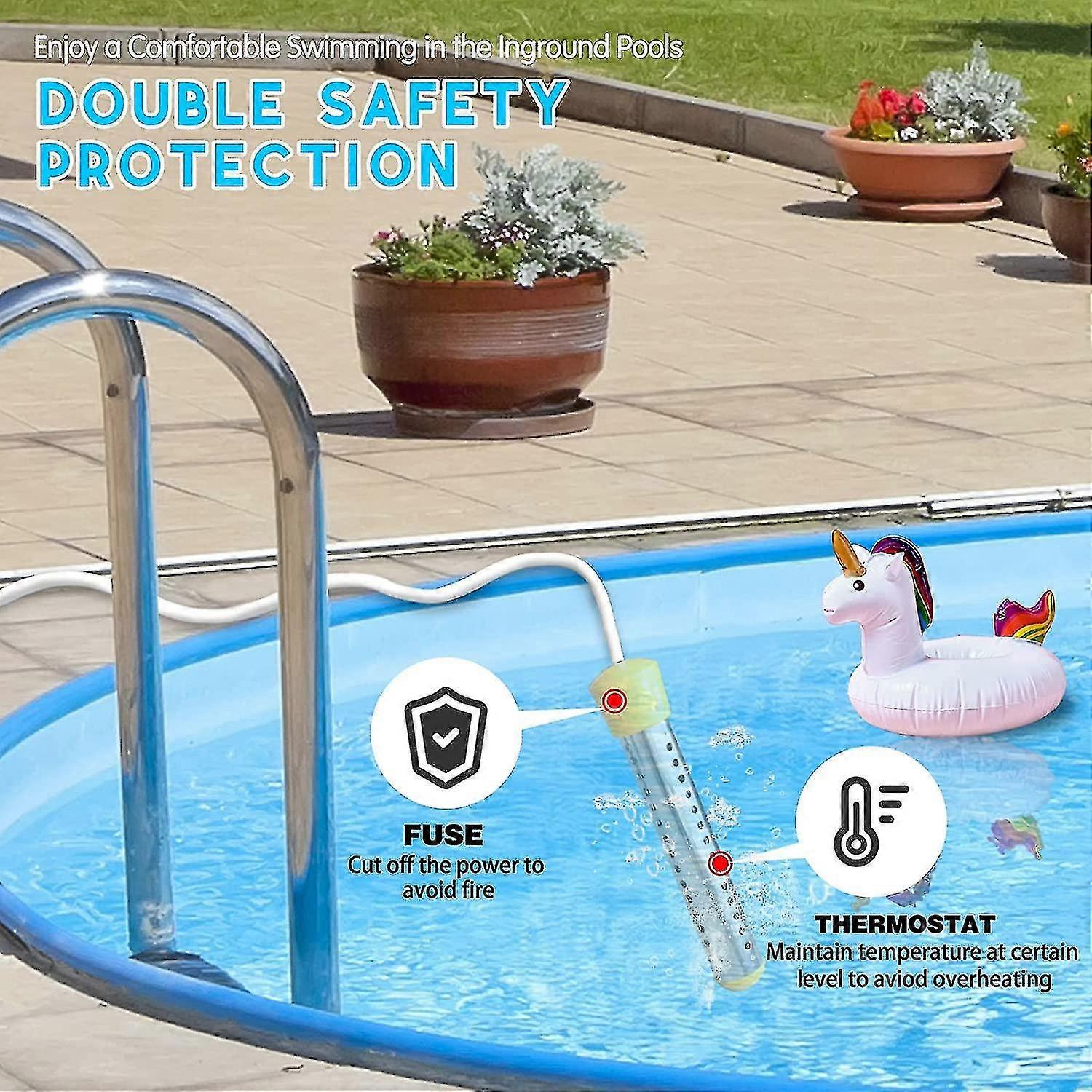 Electric Immersion Water Pool Heater With Stainless Steel Guard For Inground Swimming Pools,yellowone Piece