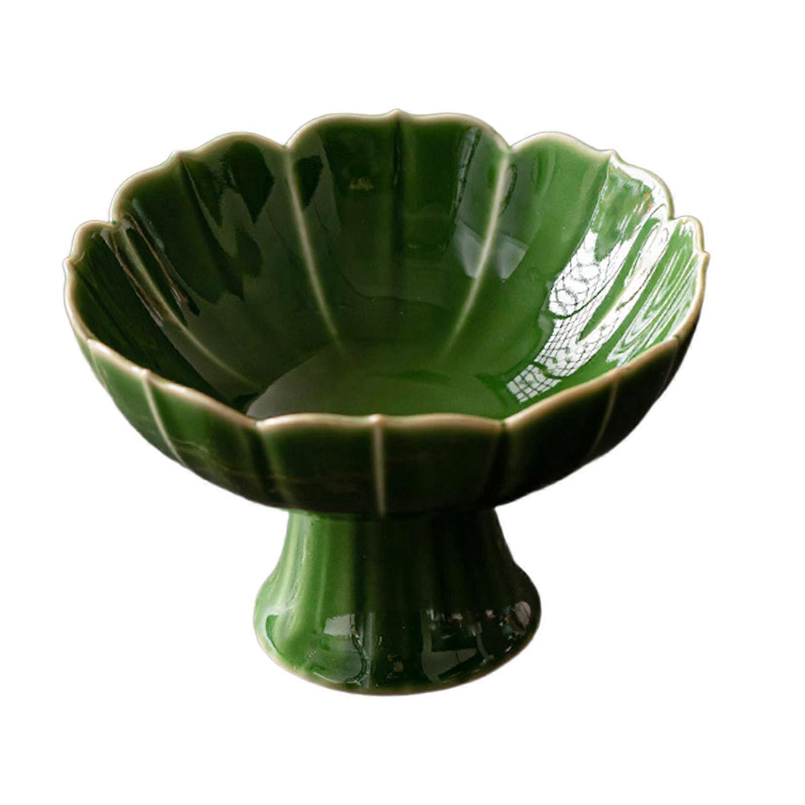 Keramische Footed Fruitschaal Dessert Display Stand voor Woonkamer Eettafel Groen
