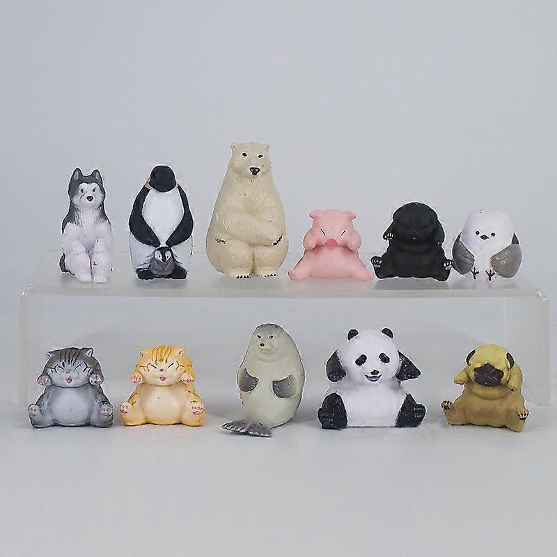 TFAMI 11PCS Cartoon Animal Figures Toy For Childrens Cartoon Zodiac Animal Toy Kawaii Mini Q Version PVC High Quality Figure Toy