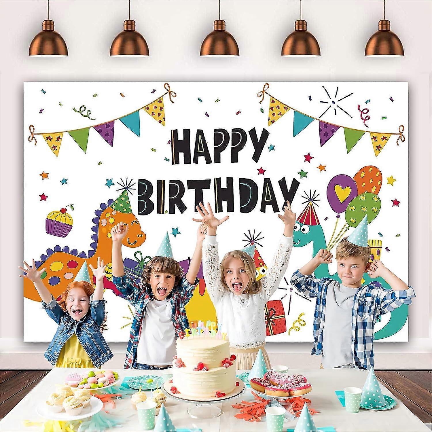 Dinosaurier happy birthday  bakgrund drop 100x150cm main image 0