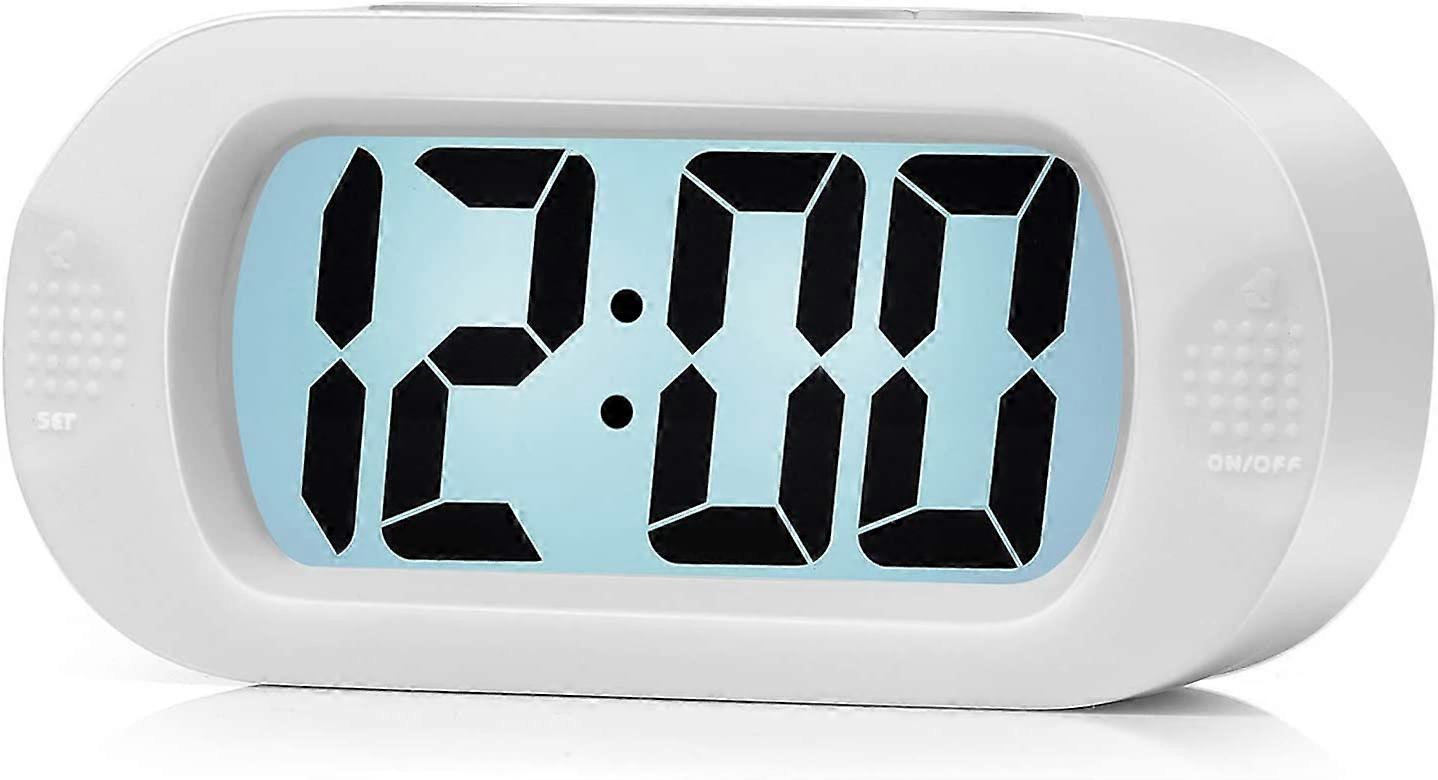 Electronic Alarm Clock, Morning Alarm Clock with Large LCD Display, Snooze Function, with Night Light, Battery Powered, Suitable for Travel and Bedsid