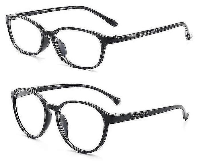 Children's red square round frame glasses