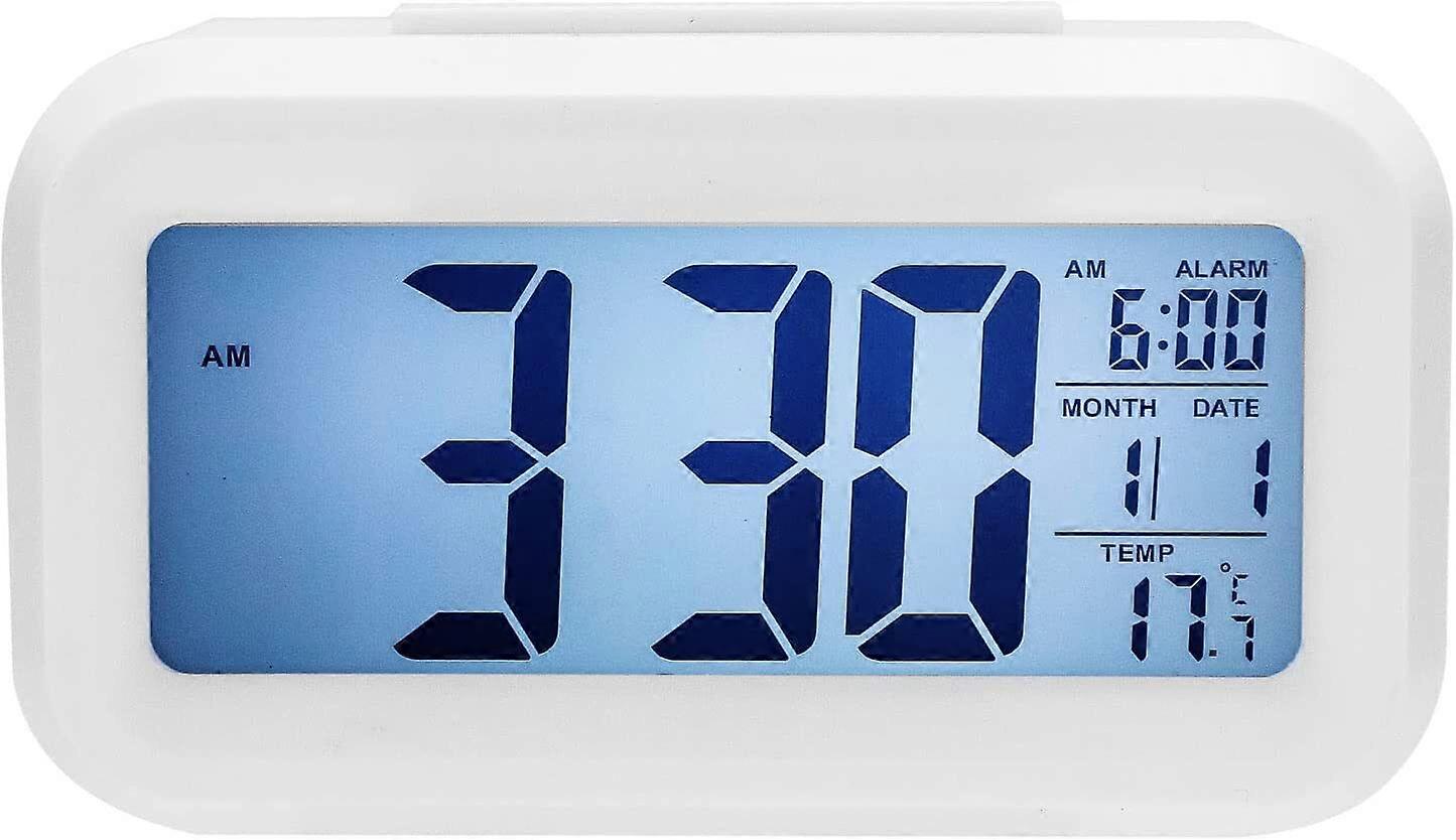 Digital Bedside LED Snooze Alarm Clock Time Temperature Day/Night Mode Clock