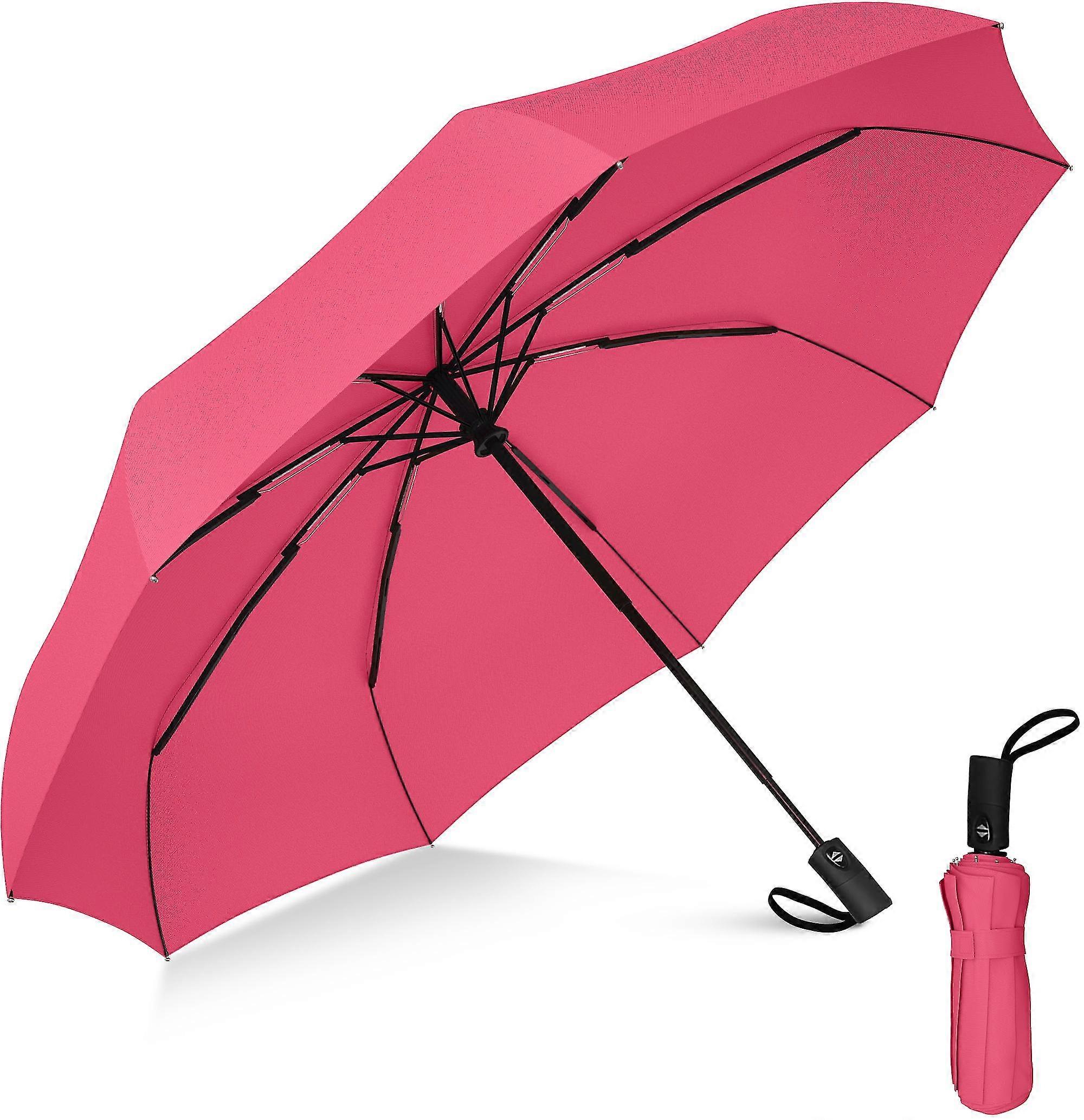 Compact Travel Umbrella, Automatic Opening Button (pink)