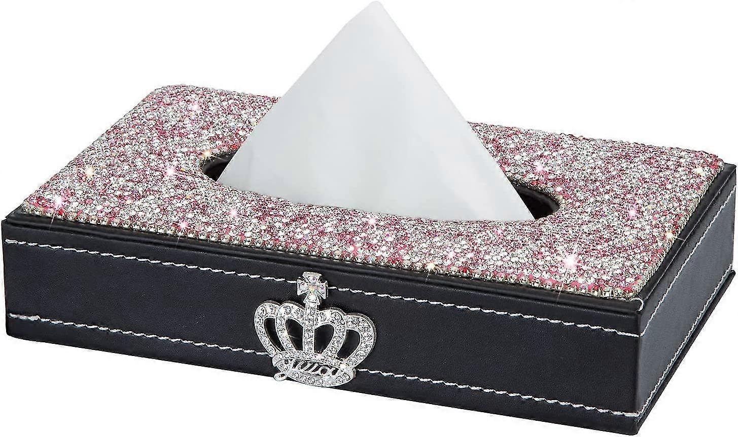 Rectangular Tissue Box Cover - Decorative Holder Has Been Rhinestone Finished And Made Of Premium
