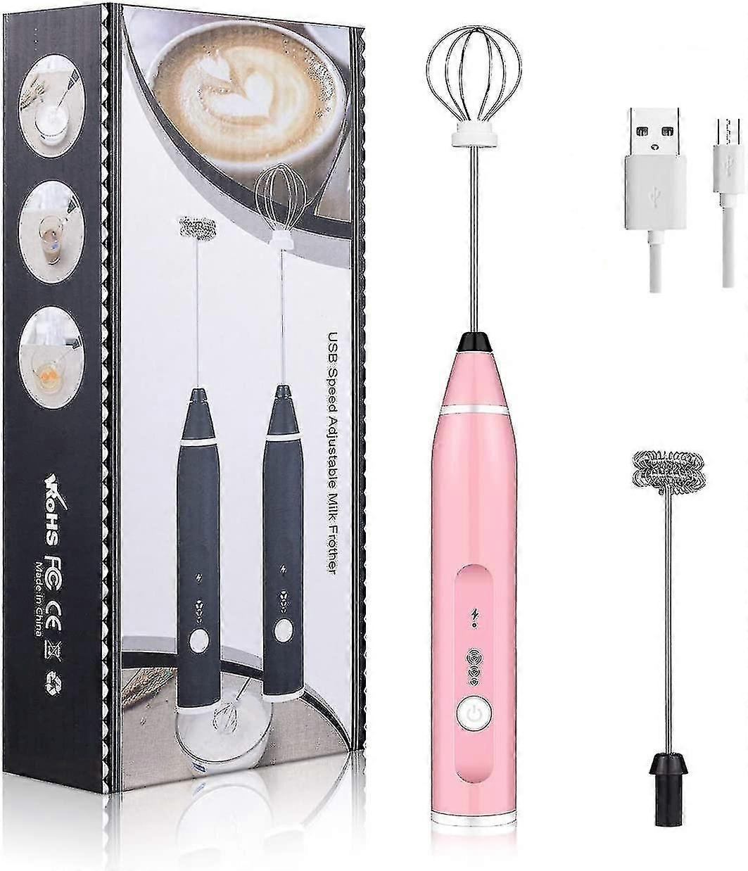Electric Milk Frother Handheld Foam Maker Usb Egg Beater Rechargeable Drink Mixer With 3 Speeds Suit