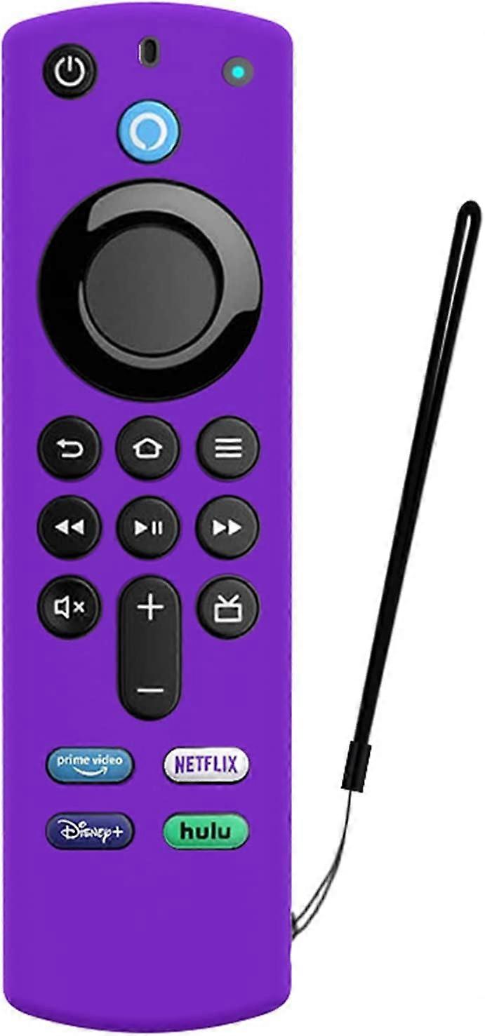 Protective Case for Alexa Voice Remote(3rd Gen, 2021 Release), Shockproof Silicone Shell, with Anti-lost Rope(Purple)