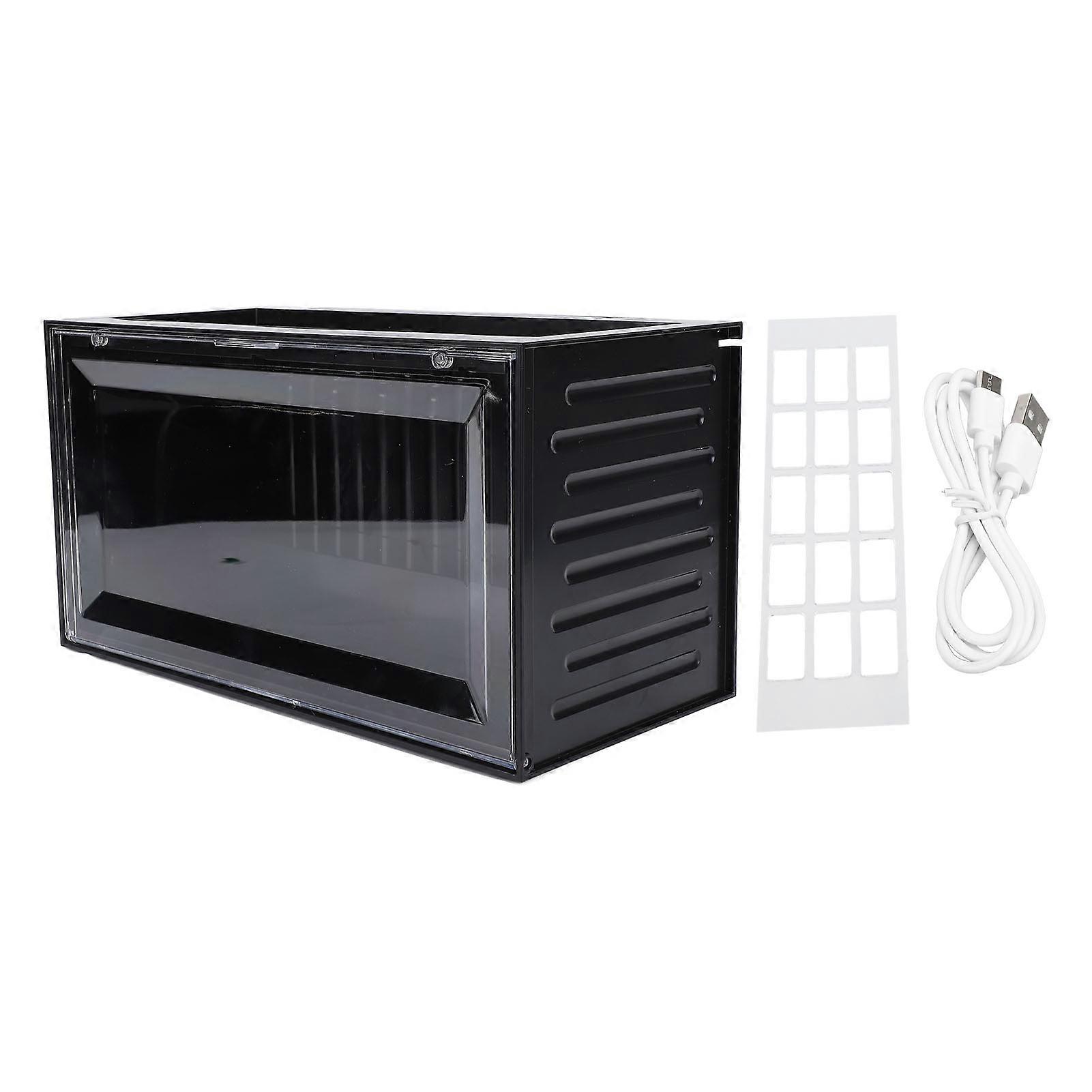 Clear Figures Display Case with LED Sensing Constant Light 2 Tier Anti Dust Protection Showcase Collectible Display Case Black