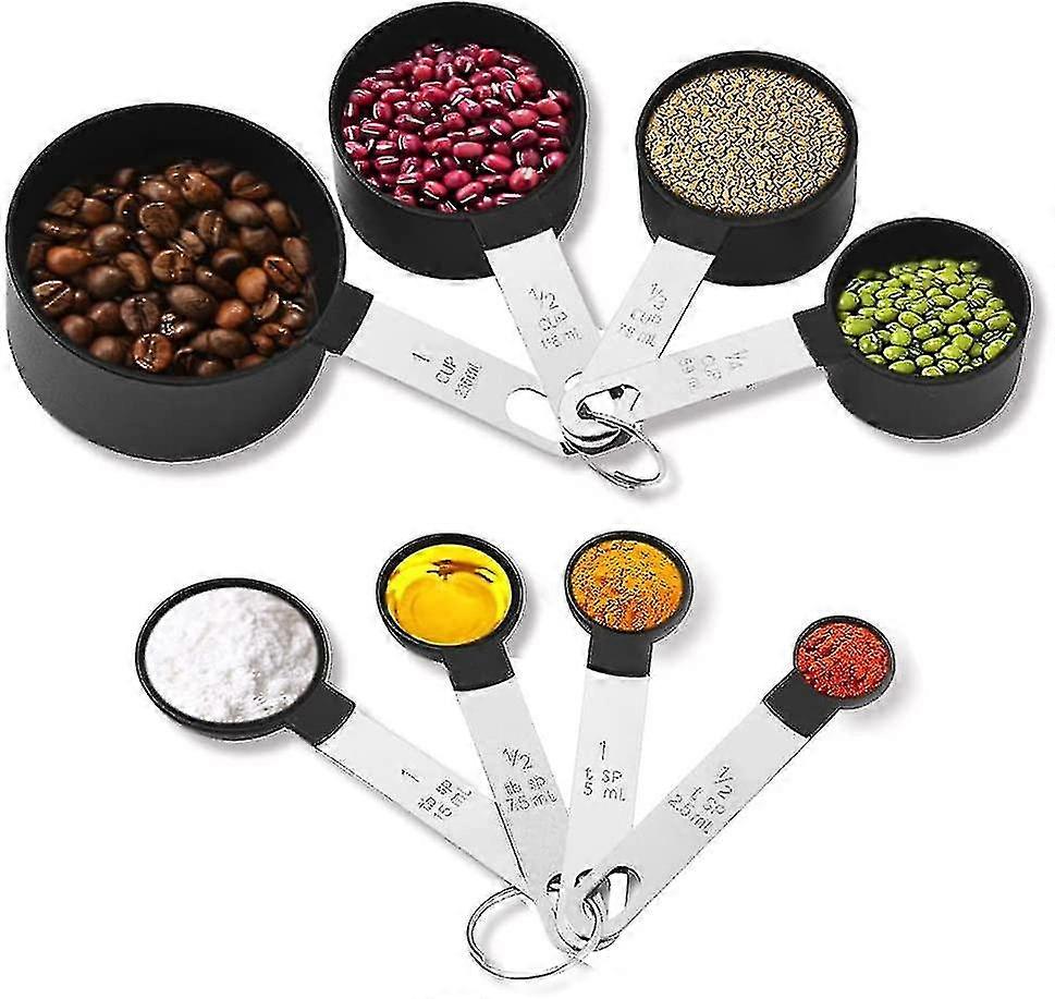 Stainless Steel Handle Measuring Spoon Baking Measuring Cup Tool - Set Of 8