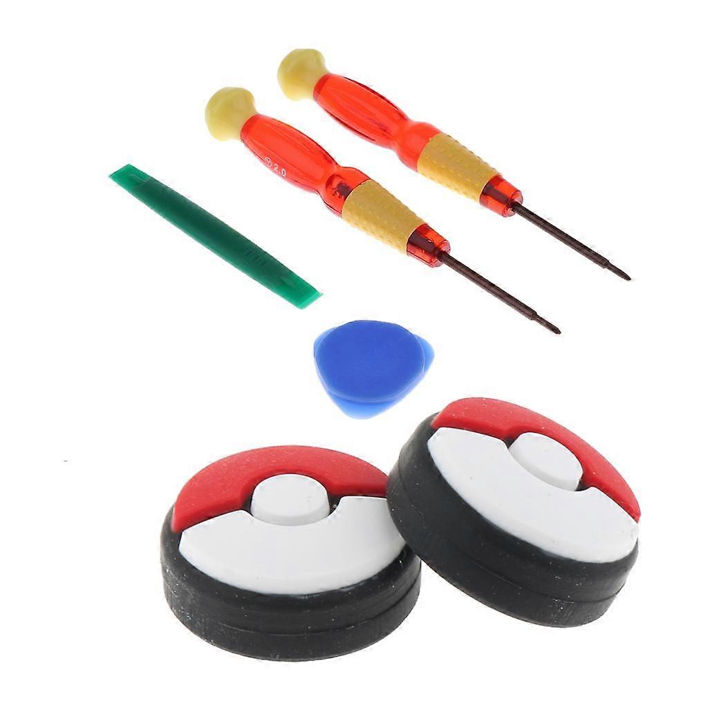 2Pcs Poke Ball Plus Analog Joystick Cap Thumb Grip for Nintendo Switch Joy-con Controller Silicone & Tri-wing Screwdriver Set Repair Tool Kit