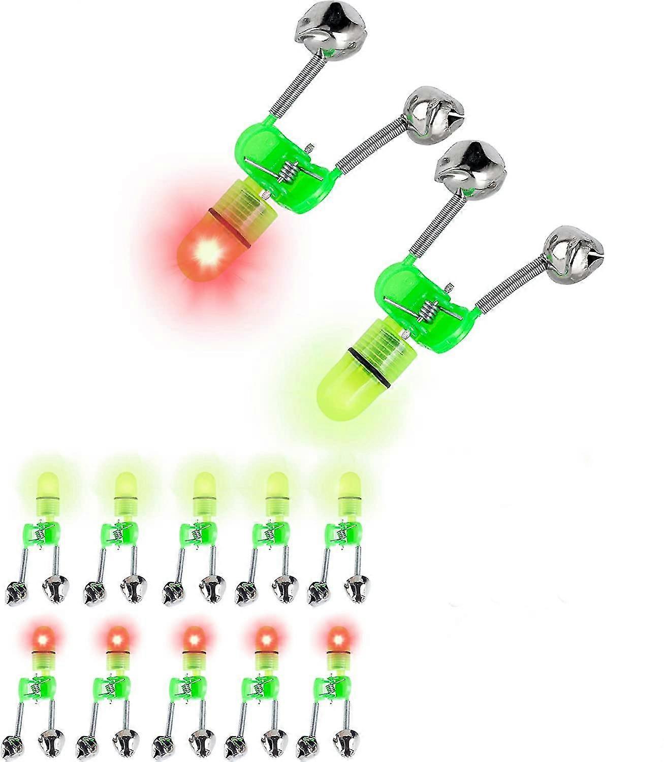LED الإلكترونية مضيئة الصيد رود لدغة ضوء التنبيه مع حلقة جرس مزدوجة 10 قطع - ya01