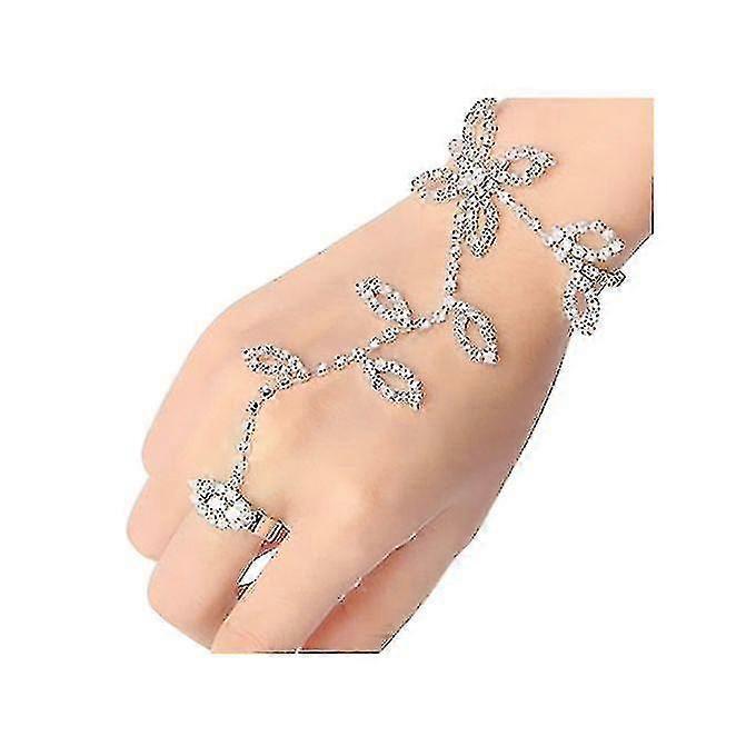 2pcs Crystal Rhinestone Leaf Bracelet Bracelet Slave Chain Link Anklet