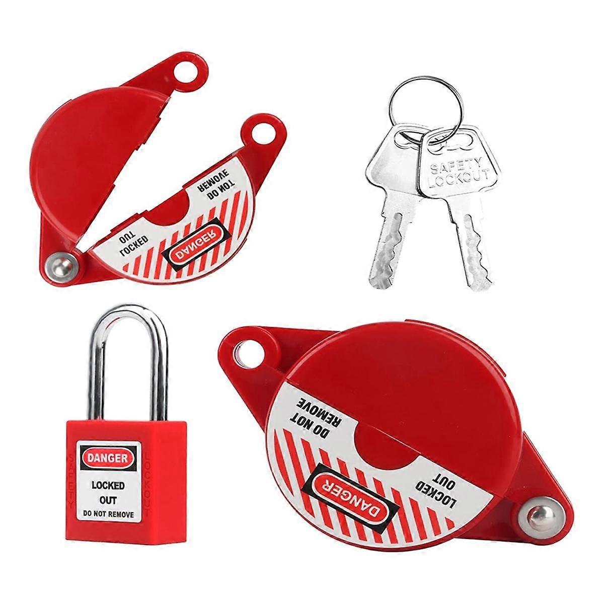 Gate Valve Lockout Device and Safety Padlock Set, for 1 to 2-1/2 Outside Garden Faucet Knob Tank Va
