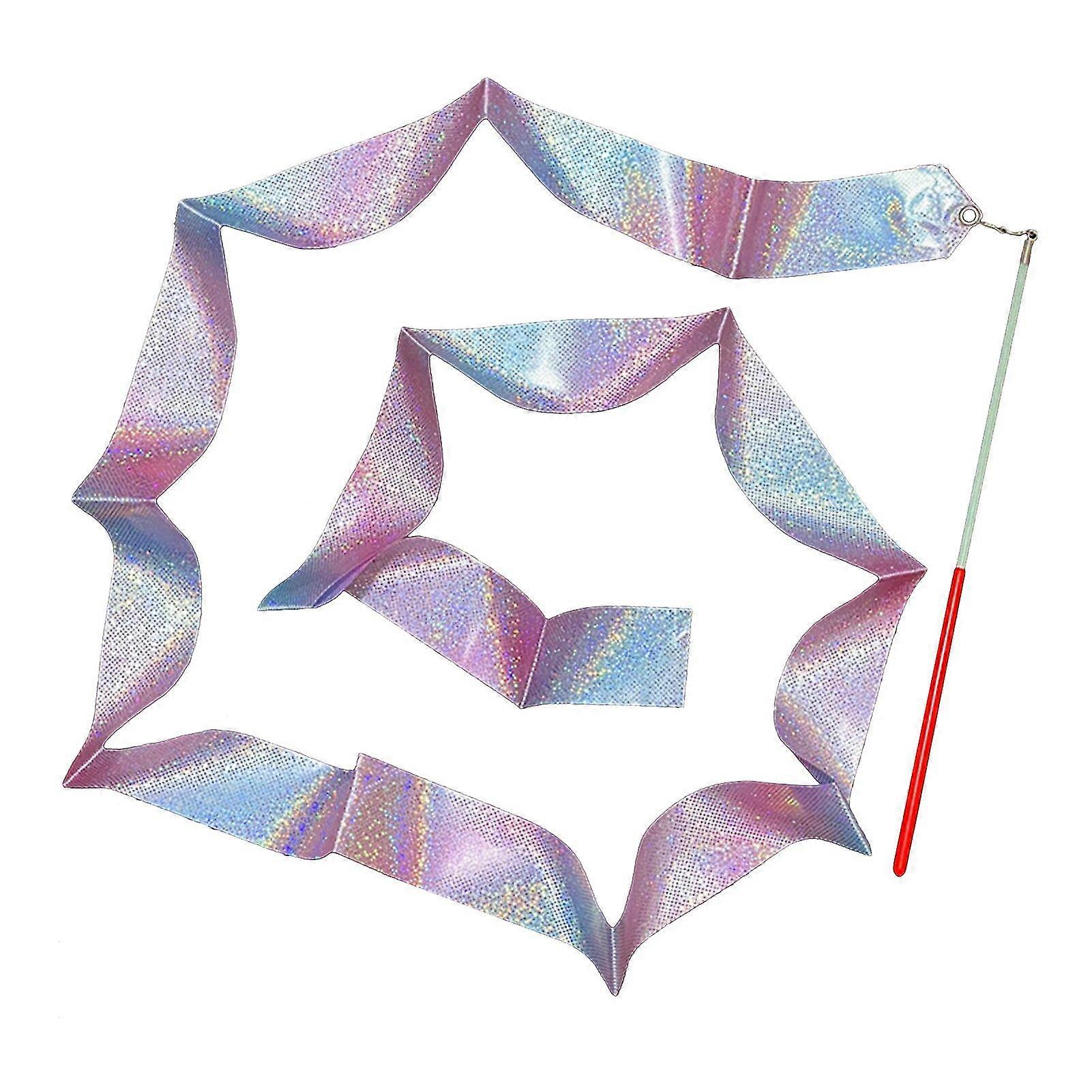 Dance Ribbon Flexible Artistic Rhythmic Dancer Gymnastics Baton Stick Twirling With Rods For Kids Sparkling Birthday Party Gift