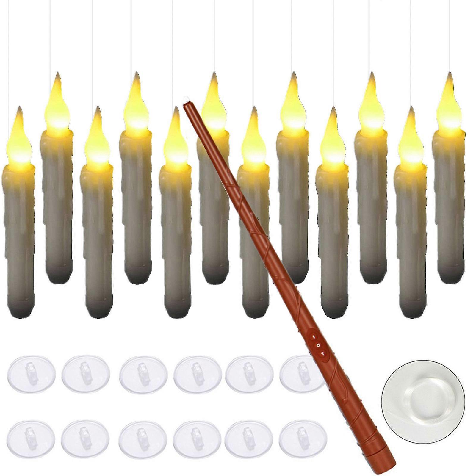 12PCS LED Floating Window Harry Potter Taper Candles Light w/ Remote Control