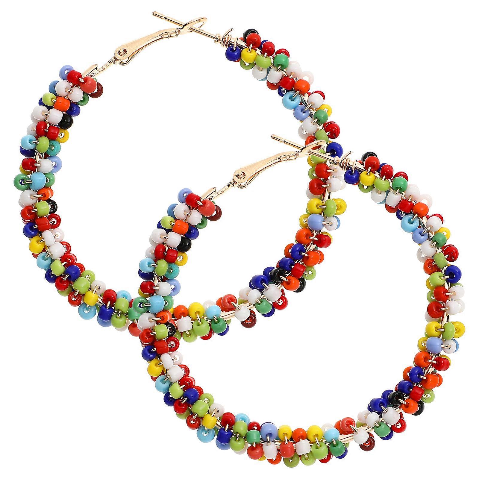 1 paire de boucles d'oreilles Bohème de la femme boucles d'oreilles perlées à la mode gouttes d'oreilles exagérées