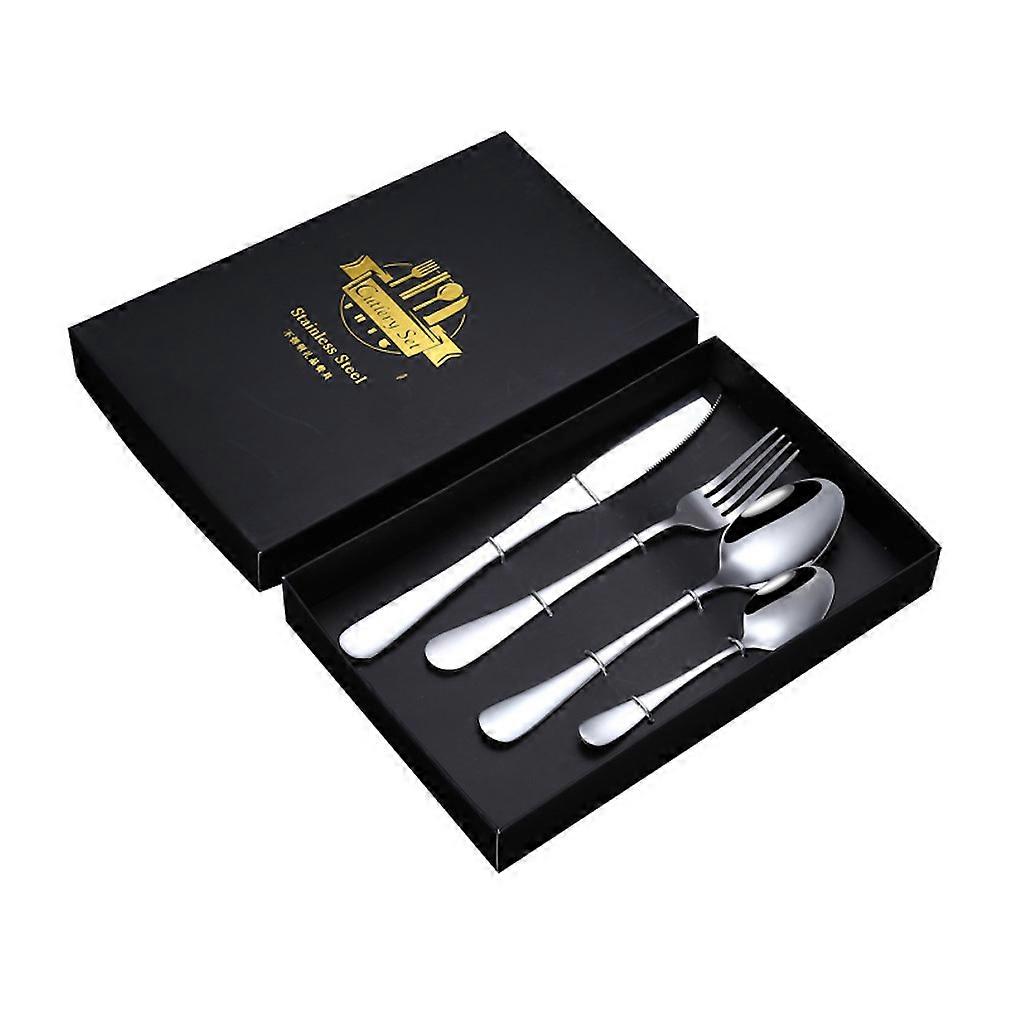 4pcs Cutlery Set Tableware Tableware Spoons Fork Knife Silver Stainless Steel